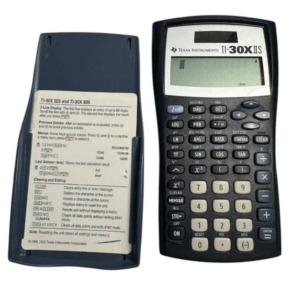 Texas Instruments TI-30X IIS 2-Line Scientific Calculator, Black and Grey WORKS